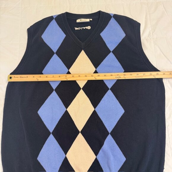 Perry Golf Sweater Mens XL Argyle Plaid V-Neck Cotton Pullover Vest Preppy - Picture 6 of 10